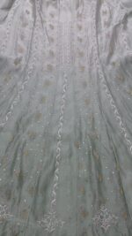 MINT GREEN OMBRE CHANDERI SILK CHIKANKARI A-LINE CO-ORD SET - Image 4