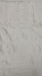 DYEABLE CHANDERI SILK CHIKANKARI MEN'S KURTA FABRIC - Image 2