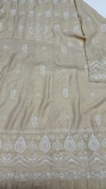 DYEABLE PURE & PREMIUM MONGA SILK CHIKANKARI ANARKALI & DUPATTA SET - Image 7