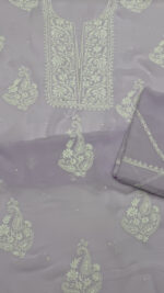 SOFT LAVENDER PURE & PREMIUM GEORGETTE CHIKANKARI KURTA & DUPATTA SET - Image 6