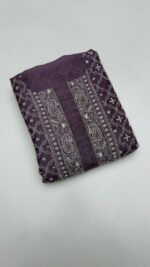 LAVENDER PURE & PREMIUM MONGA SILK CHIKANKARI MEN'S KURTA FABRIC