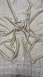DYEABLE PURE & PREMIUM MONGA SILK CHIKANKARI ANARKALI & DUPATTA SET - Image 2