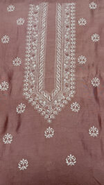 ROSEWOOD CHANDERI SILK CHIKANKARI MEN'S KURTA FABRIC - Image 2