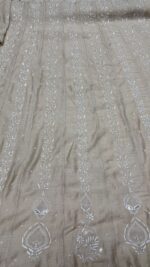 DYEABLE PURE & PREMIUM MONGA SILK CHIKANKARI ANARKALI & DUPATTA SET - Image 5