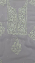 SOFT LAVENDER PURE & PREMIUM GEORGETTE CHIKANKARI KURTA & DUPATTA SET - Image 3