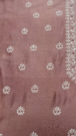ROSEWOOD CHANDERI SILK CHIKANKARI MEN'S KURTA FABRIC - Image 3