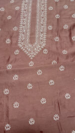 ROSEWOOD CHANDERI SILK CHIKANKARI MEN'S KURTA FABRIC - Image 5