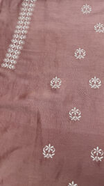 ROSEWOOD CHANDERI SILK CHIKANKARI MEN'S KURTA FABRIC - Image 8