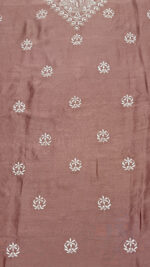 ROSEWOOD CHANDERI SILK CHIKANKARI MEN'S KURTA FABRIC - Image 4