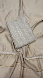 DYEABLE PURE & PREMIUM MONGA SILK CHIKANKARI ANARKALI & DUPATTA SET