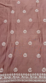 ROSEWOOD CHANDERI SILK CHIKANKARI MEN'S KURTA FABRIC - Image 6