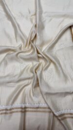 DYEABLE PURE & PREMIUM MONGA SILK CHIKANKARI & MUKAISH ANARKALI & DUPATTA SET - Image 2