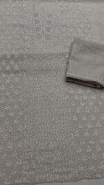 DYEABLE PURE & PREMIUM SILVER TISSUE CHIKANKARI KURTA & DUPATTA SET - Image 5