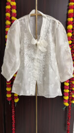 DYEABLE PURE & PREMIUM ORGANZA CHIKANKARI TOP