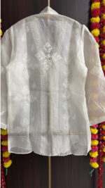 DYEABLE PURE & PREMIUM ORGANZA CHIKANKARI TOP - Image 5