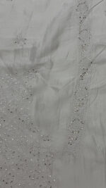 DYEABLE CHANDERI SILK CHIKANKARI & MUKAISH MEN'S KURTA FABRIC - Image 7