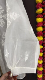 DYEABLE PURE & PREMIUM ORGANZA CHIKANKARI TOP - Image 3