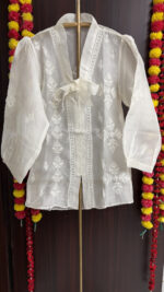 DYEABLE PURE & PREMIUM ORGANZA CHIKANKARI TOP