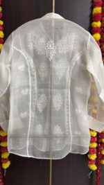 DYEABLE PURE & PREMIUM ORGANZA CHIKANKARI TOP - Image 5