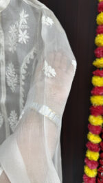 DYEABLE PURE & PREMIUM ORGANZA CHIKANKARI TOP - Image 4