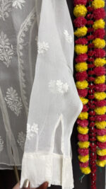 DYEABLE PURE & PREMIUM ORGANZA CHIKANKARI TOP - Image 3