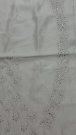 DYEABLE CHANDERI SILK CHIKANKARI & MUKAISH MEN'S KURTA FABRIC - Image 7
