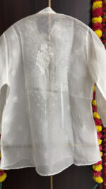 DYEABLE PURE & PREMIUM ORGANZA CHIKANKARI SHIRT - Image 5