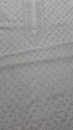 DYEABLE CHANDERI SILK CHIKANKARI & MUKAISH MEN'S KURTA FABRIC - Image 4