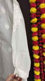 DYEABLE PURE & PREMIUM ORGANZA CHIKANKARI SHIRT - Image 3