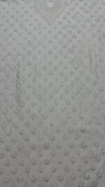 DYEABLE CHANDERI SILK CHIKANKARI & MUKAISH MEN'S KURTA FABRIC - Image 3