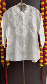 DYEABLE PURE & PREMIUM ORGANZA CHIKANKARI SHIRT