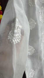 DYEABLE PURE & PREMIUM ORGANZA CHIKANKARI SHIRT - Image 3