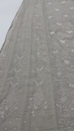 DYEABLE PURE & PREMIUM SILVER TISSUE CHIKANKARI ANRKALI & DUPATTA SET - Image 6