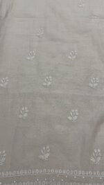 DYEABLE PURE & PREMIUM SILVER TISSUE CHIKANKARI KURTA & DUPATTA SET - Image 7