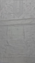 DYEABLE CHANDERI SILK CHIKANKARI MEN'S KURTA FABRIC - Image 4
