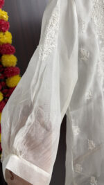 Dyeable Pure & Premium Organza Chikankari Shirt - Image 4