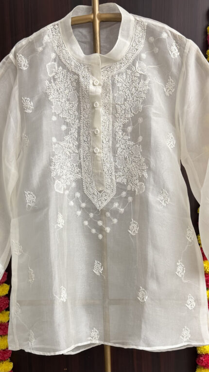organza chikankari shirt