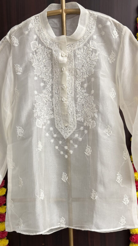 organza chikankari shirt