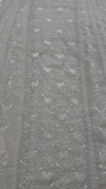DYEABLE PURE & PREMIUM SILVER TISSUE CHIKANKARI ANRKALI & DUPATTA SET - Image 5