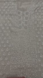DYEABLE PURE & PREMIUM SILVER TISSUE CHIKANKARI KURTA & DUPATTA SET - Image 3