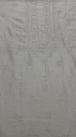 DYEABLE CHANDERI SILK CHIKANKARI MEN'S KURTA FABRIC - Image 2