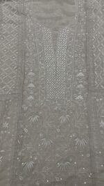 DYEABLE PURE & PREMIUM SILVER TISSUE CHIKANKARI ANRKALI & DUPATTA SET - Image 3