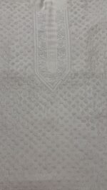 DYEABLE CHANDERI SILK CHIKANKARI MEN'S KURTA FABRIC - Image 2