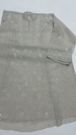 DYEABLE PURE & PREMIUM SILVER TISSUE CHIKANKARI ANRAKALI & DUPATTA SET - Image 7