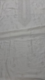 DYEABLE CHANDERI SILK CHIKANKARI MEN'S KURTA FABRIC - Image 4