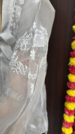GRAY PURE & PREMIUM ORGANZA CHIKANKARI TOP - Image 4