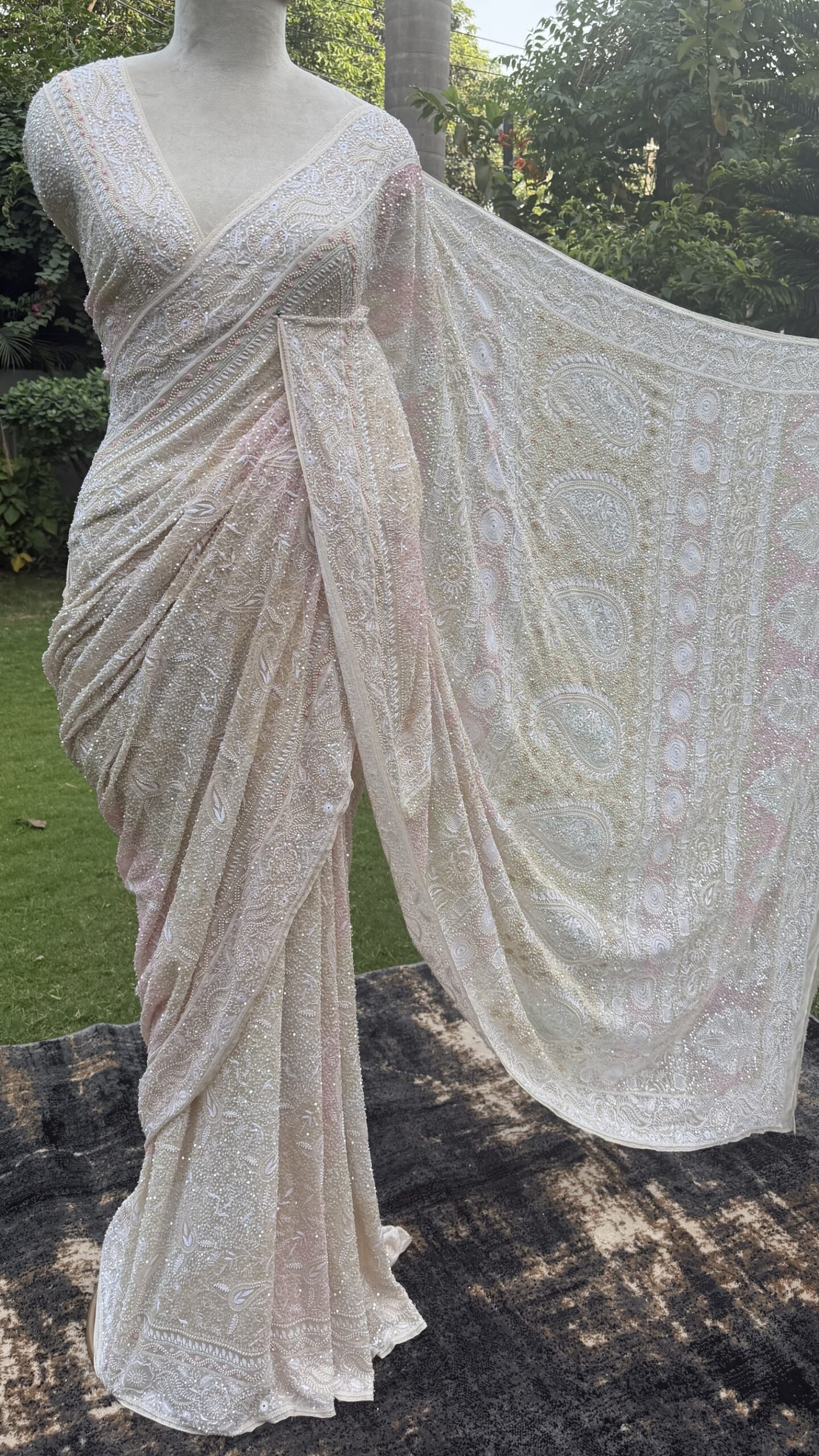2 premium 1 tar chikankari saree