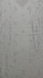 DYEABLE CHANDERI SILK CHIKANKARI MEN'S KURTA FABRIC - Image 3