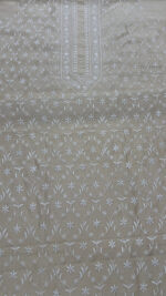 DYEABLE PURE & PREMIUM MONGA SILK CHIKANKARI MEN'S KURTA FABRIC - Image 4