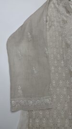 DYEABLE PURE & PREMIUM SILVER TISSUE CHIKANAKRI & MUKAISH KURTA & DUPATTA SET - Image 4
